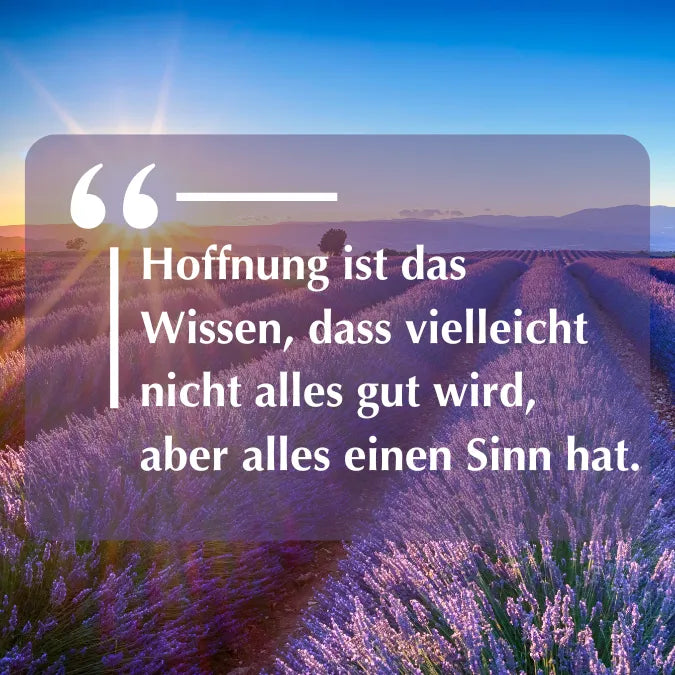 Zitat: "Hoffnung ist das Wissen, dass vielleicht nicht alles gut wird, aber alles einen Sinn hat."