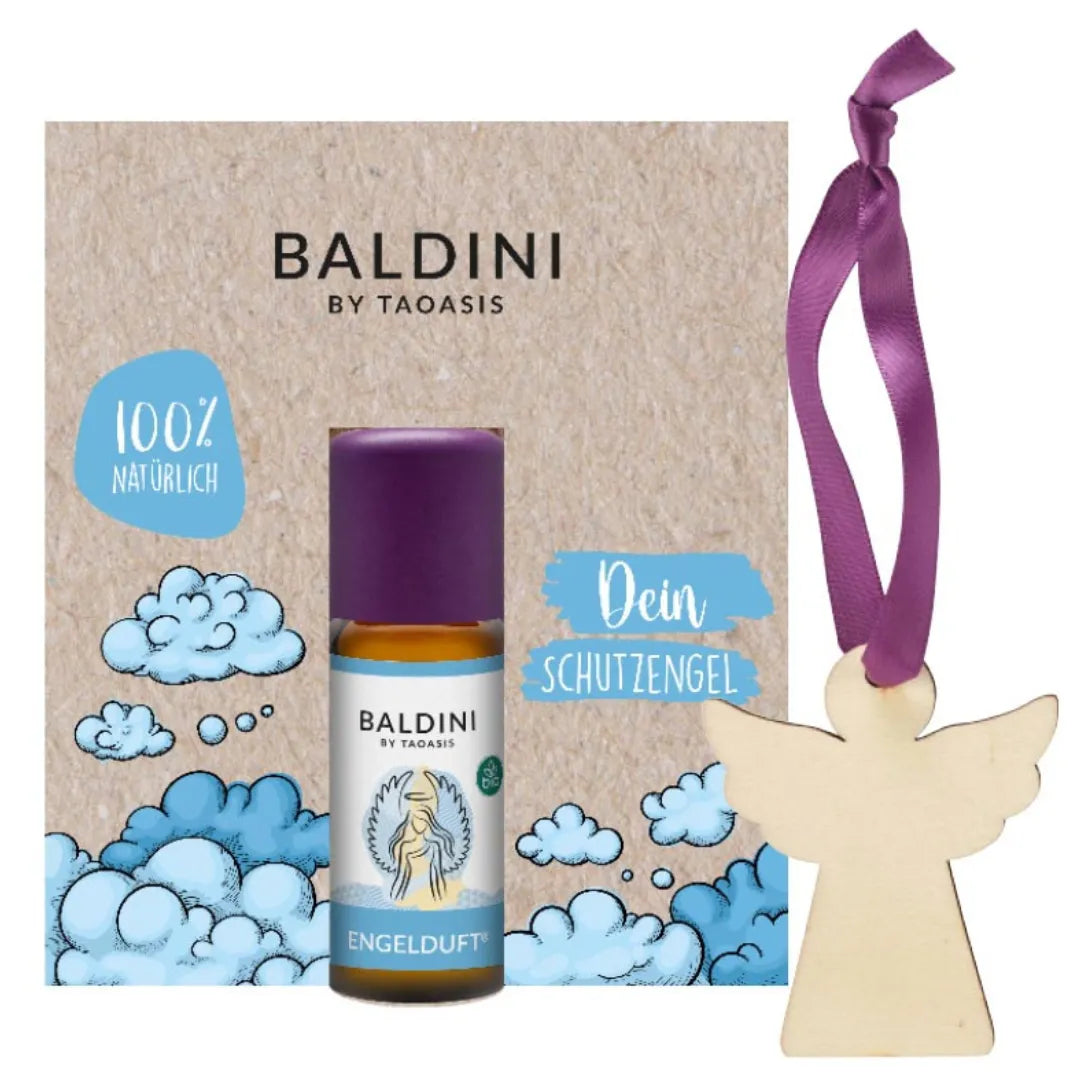 Baldini Engelduft Geschenkset Schutzengel mit Roll-on und Holzengel, 100% natürlich.