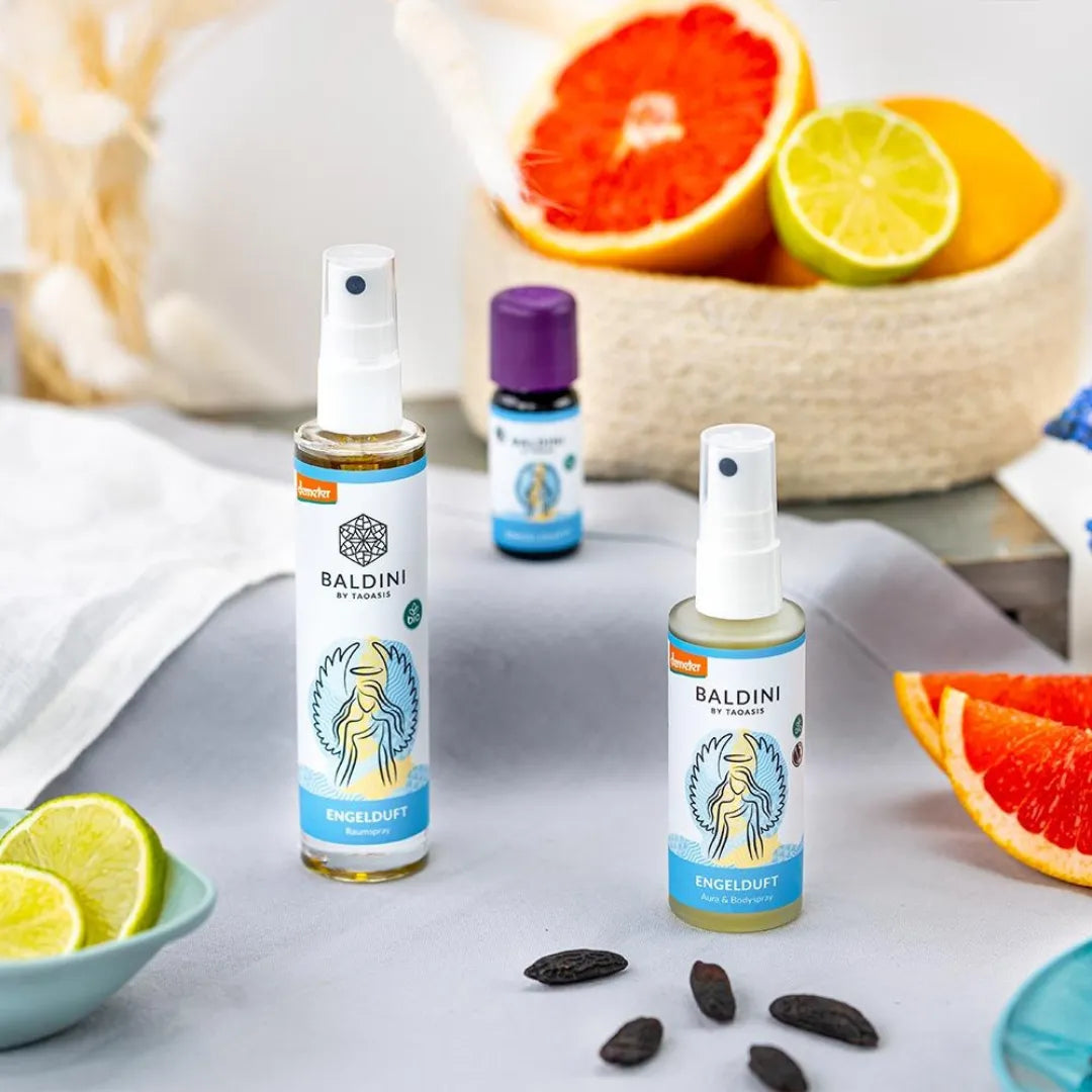 Baldini Engelduft Raumspray, Aura & Bodyspray und ätherisches Öl, für Ruhe und Geborgenheit.