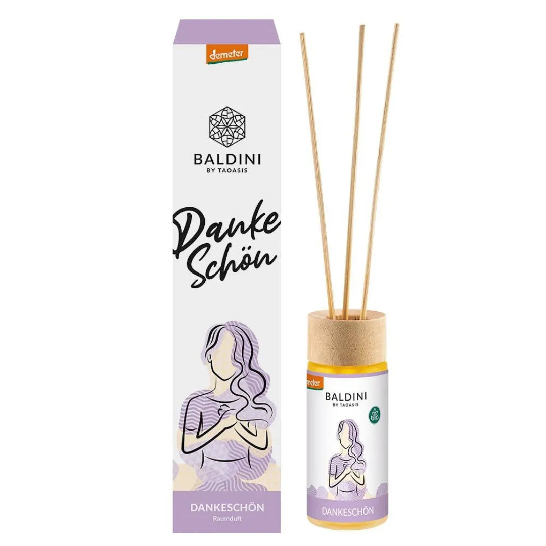 Baldini Dankeschön Raumduftset, Demeter-Qualität, für positive Atmosphäre und Entspannung.
