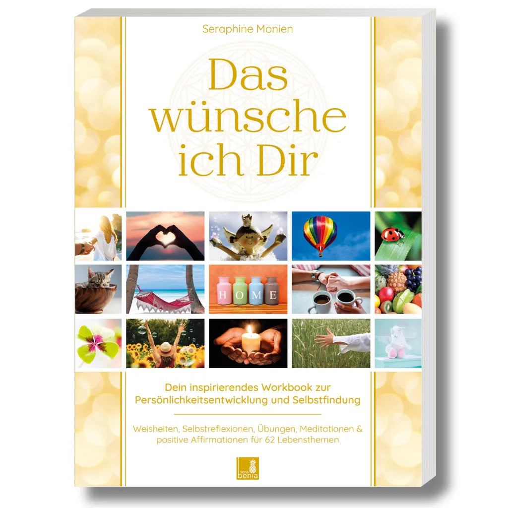 Vorderseite des Workbooks 'Das wünsche ich Dir' von Seraphine Monien, Cover mit Collage.