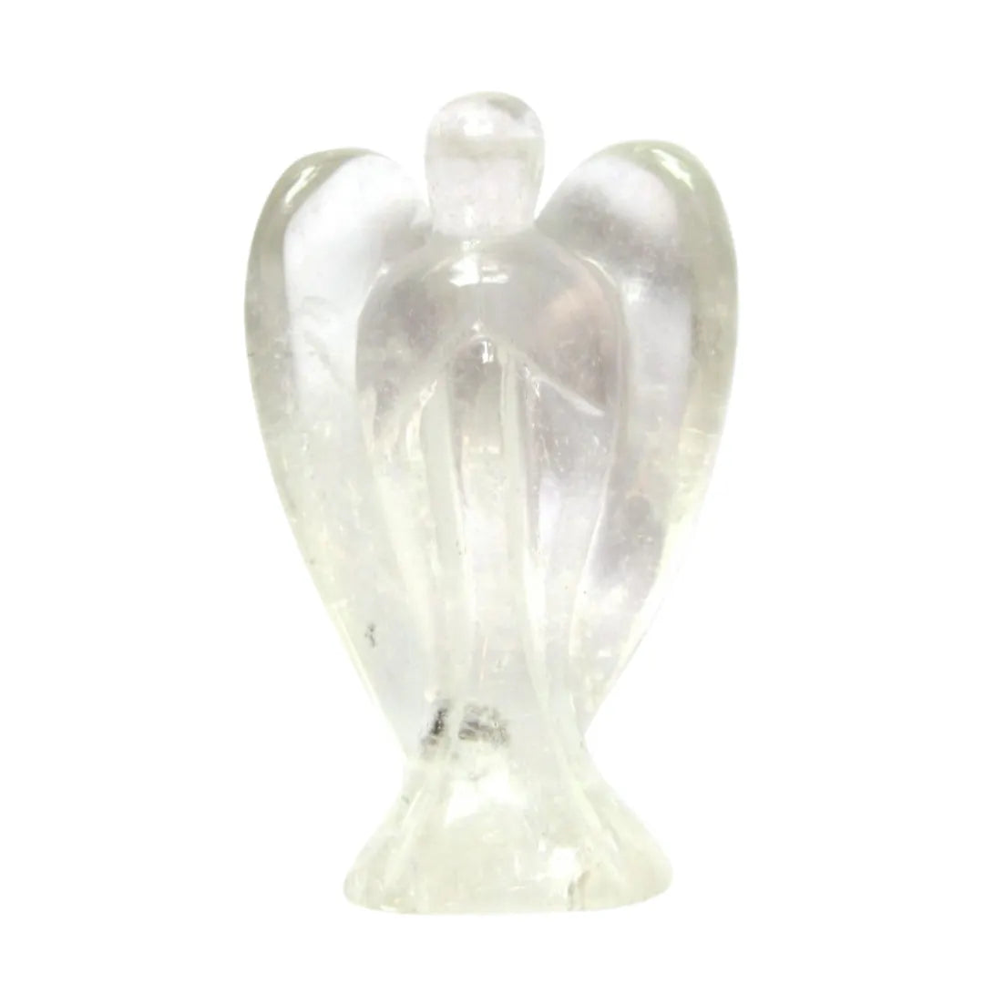 Transparenter Edelsteinengel aus Bergkristall, unterstützt klare Wahrnehmung und Selbstfindung.
