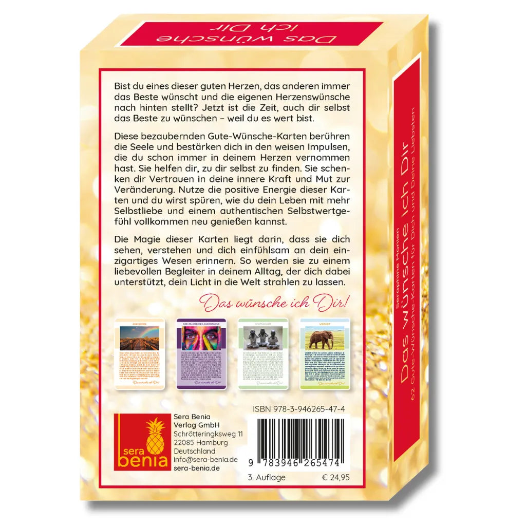 Rückseite des Achtsamkeits-Kartensets "Das wünsche ich Dir" von Seraphine Monien. Ideal als Geschenk.