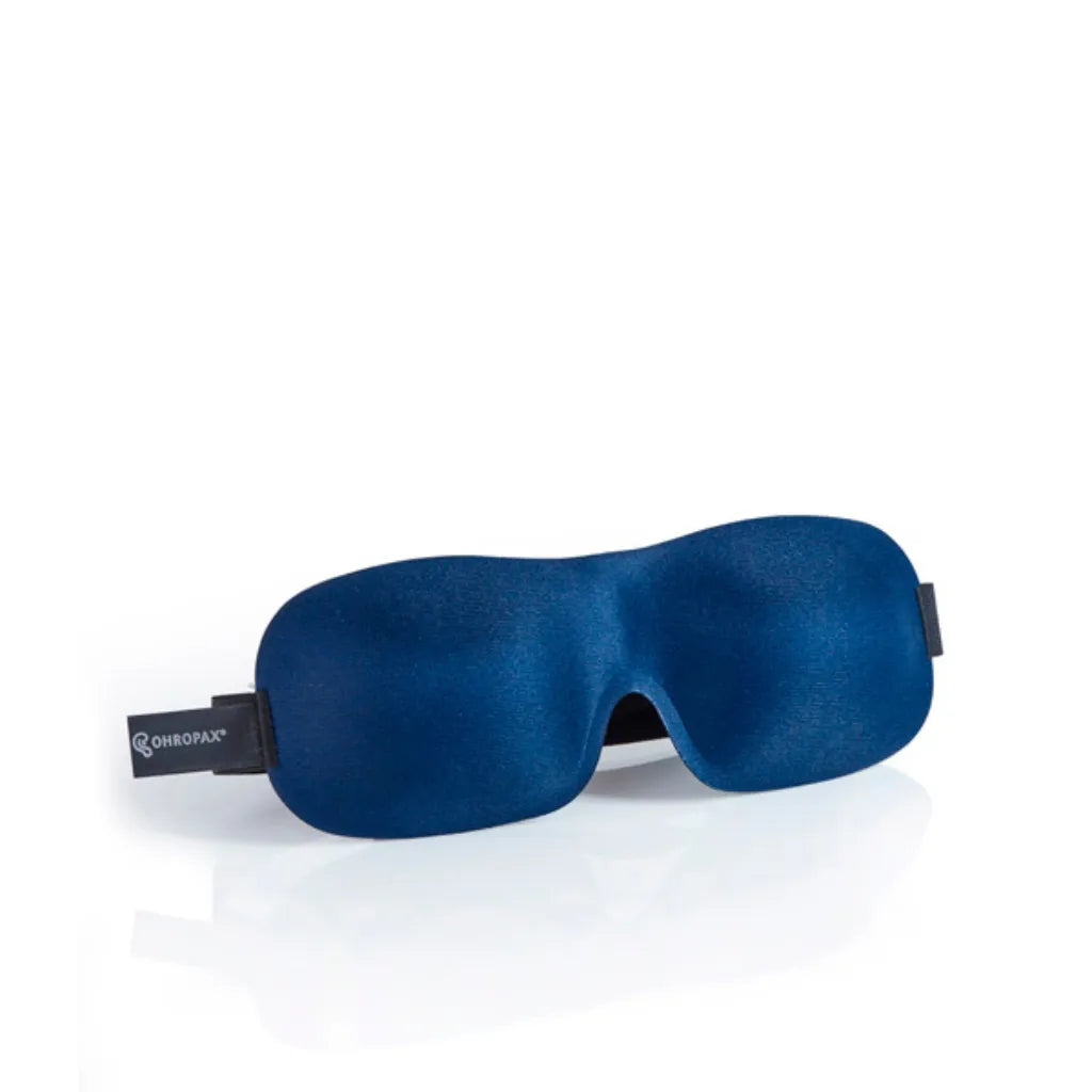 Dunkelblaue OHROPAX Schlafmaske 3D, gewölbt und federleicht, für erholsamen Schlaf.