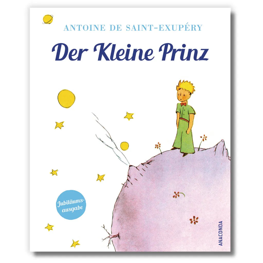 Der kleine Prinz Buchcover: Antoine de Saint-Exupéry Klassiker mit Prinz auf Planet.