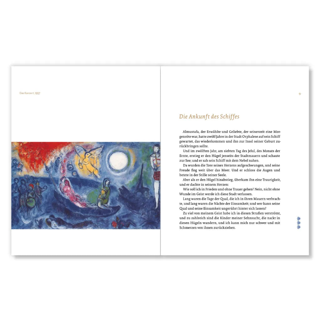 Khalil Gibran Der Prophet Leseprobe: Chagall Illustration, Text "Ankunft des Schiffes". Spirituelle Weisheit.