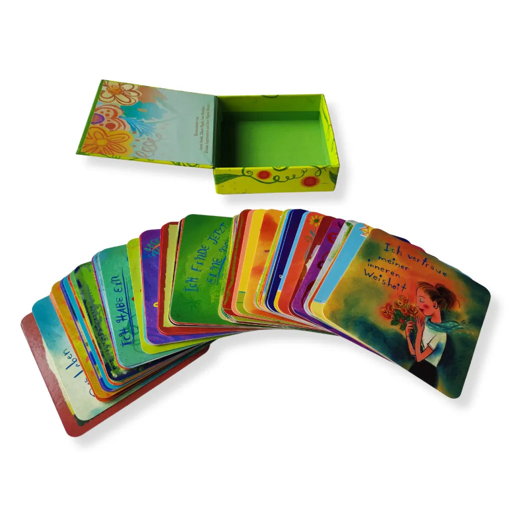 Louise Hay Kartenset Körper und Seele: Ausgebreitete Affirmationskarten, Illustrationen.