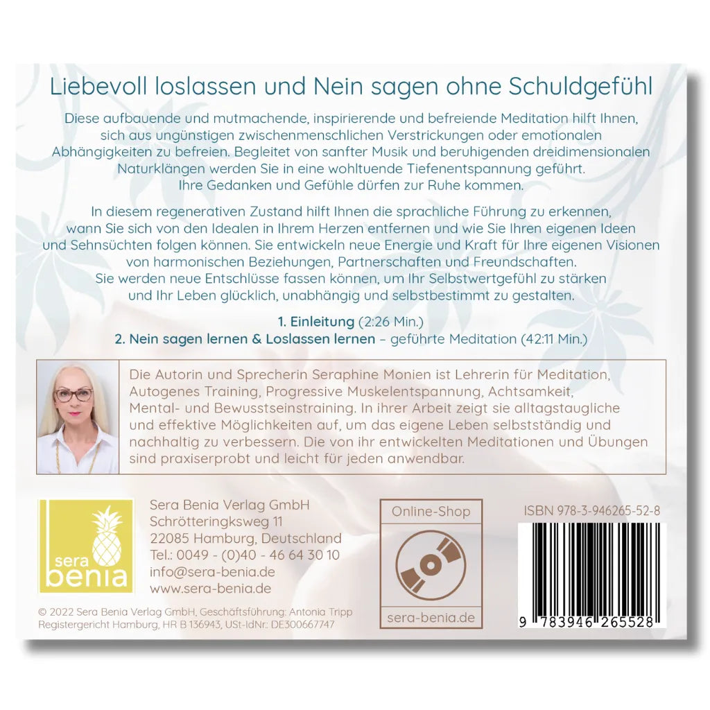 Nein sagen & Loslassen lernen Album Rückseite: Ohne Schuldgefühl emotionale Freiheit finden.