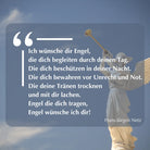Zitat: "Ich wünsche dir Engel..." von Hans-Jürgen Netz. Auf Hintergrund einer Engelsstatue mit Trompete.