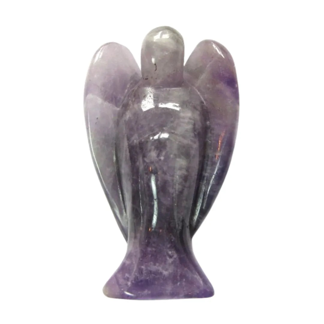 Violetter Edelsteinengel aus Amethyst, hilft Erfahrungen zu verarbeiten und fördert Intuition.