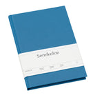 Azurblaues Semikolon Notizbuch A5 mit Leinenumschlag und Banderole, liniert.
