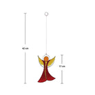Sonnenfänger Engel in Rot-Gelb aus Resin, 42 cm lang, 17 cm hoch, für warme Lichtakzente und Geborgenheit.