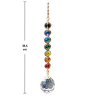 Sonnenfänger Kette mit Regenbogen-Kristallen in Chakra-Farben und Kugel, 34,5 cm lang, für positive Schwingungen.