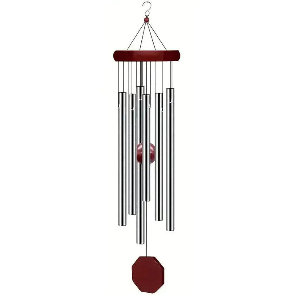 Windspiel mit 6 harmonisch gestimmten Aluminiumröhren und edlen Holzelementen.