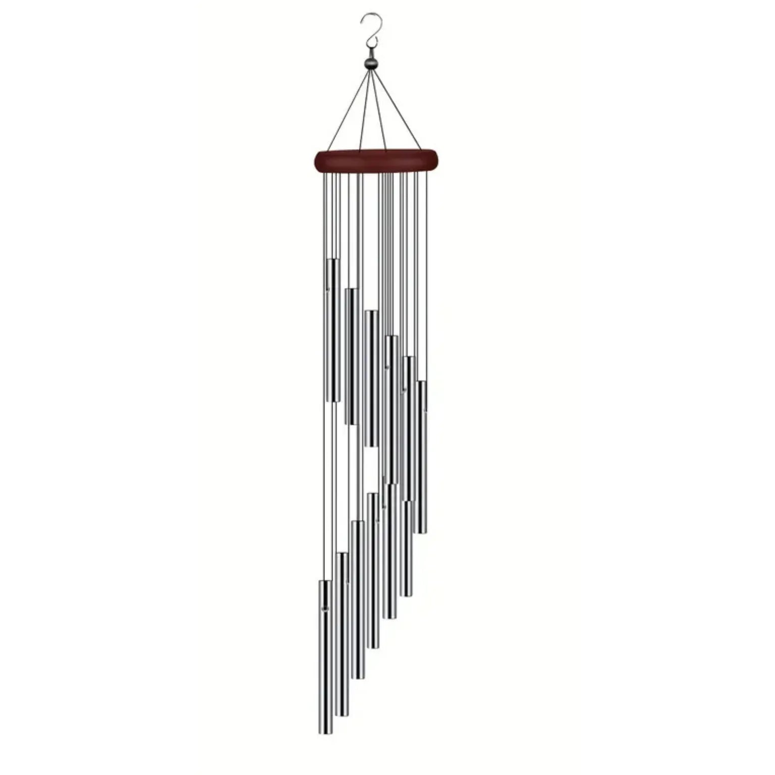 Windspiel mit 12 spiralförmig angeordneten Aluminiumröhren, dekorative Klangquelle für sanfte Klänge.