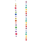 Zwei bunte Capiz-Muschelketten als Fensterdeko. Links Variante 1 (100cm, verschiedene Größen), rechts Variante 2 (160cm, einheitliche Größen) für maritime Stimmung.