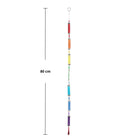 Glaskette "Regenbogen" mit genauer Längenangabe von 80 cm. Die vertikale Anordnung der bunten Glasröhrchen ist deutlich sichtbar, ideal für die Planung Ihrer Fensterdekoration.