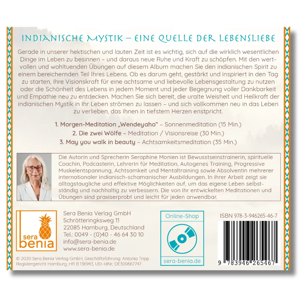 Indianische Mystik & Meditation Album Rückseite: Weisheiten für Entspannung, Achtsamkeit & inneren Spirit.