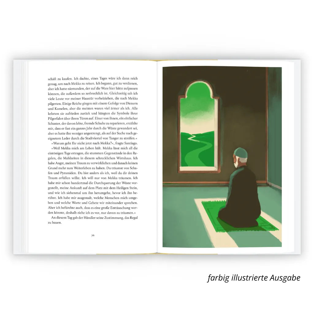 Paulo Coelho Der Alchimist Leseprobe: Farbige Illustration, Gebet, Spiritualität.