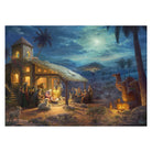 Thomas Kinkade Puzzle-Motiv 'The Nativity': Klassische und leuchtende Darstellung der Geburt Jesu mit Maria, Josef, der Krippe und den Heiligen Drei Königen unter dem Stern von Bethlehem.